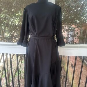 Maison Tara Black Long Sleeve Dress